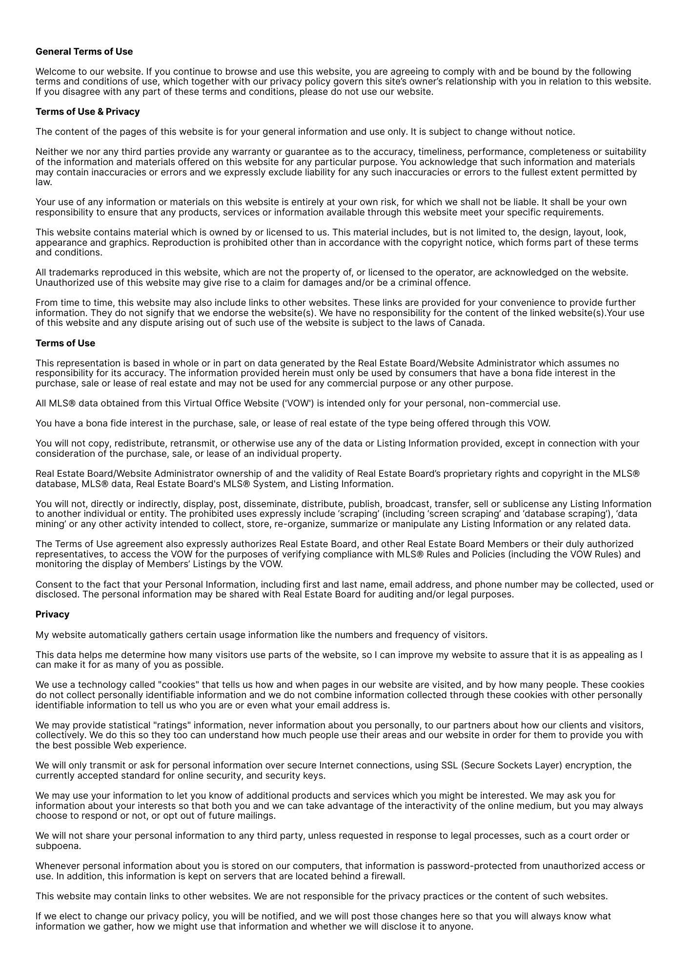 Canada to Costa Blanca. Terms of use and privacy